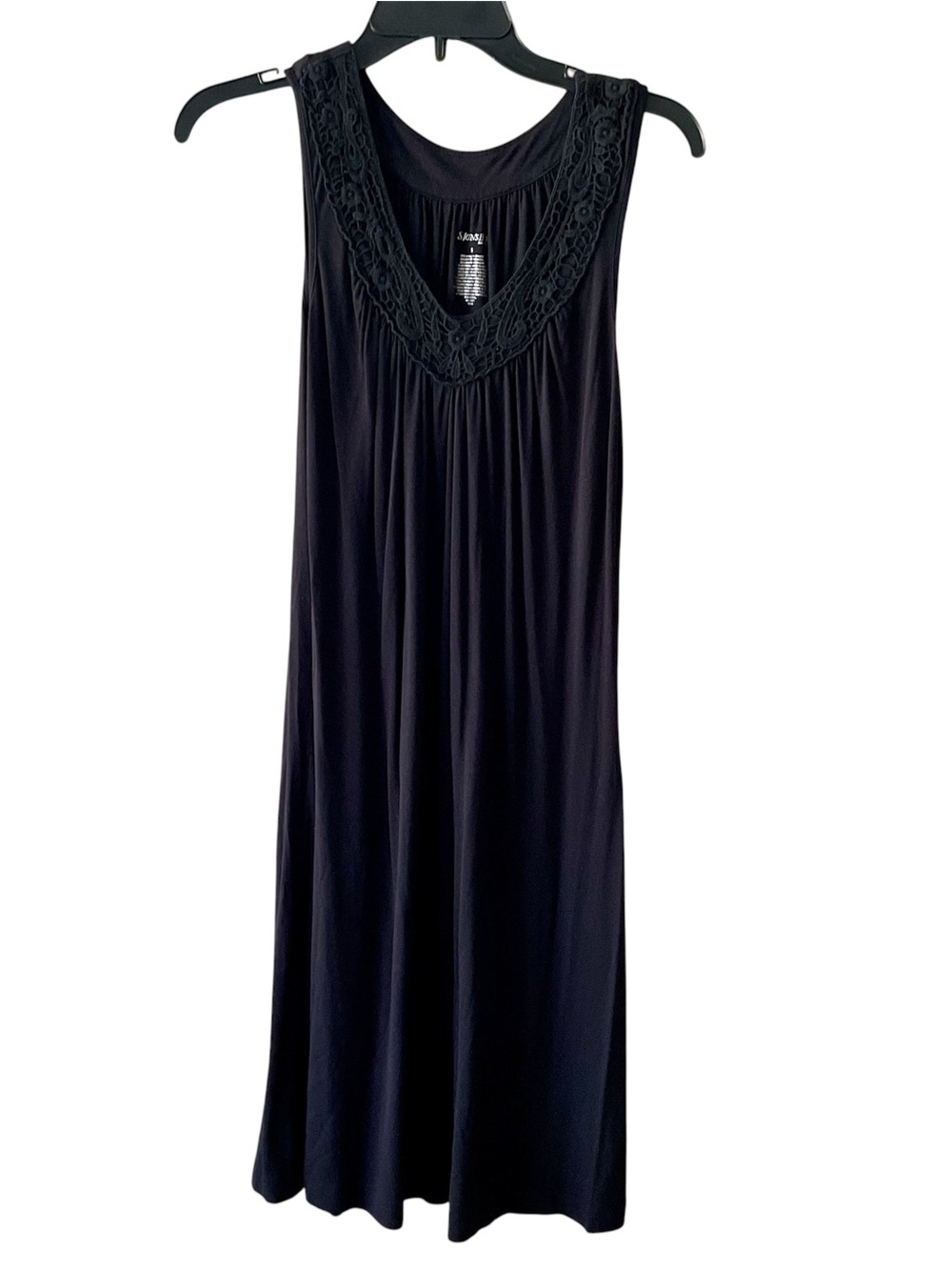 St. John's Bay Black Sleeveless Maxi Dress with Crochet V-Neck